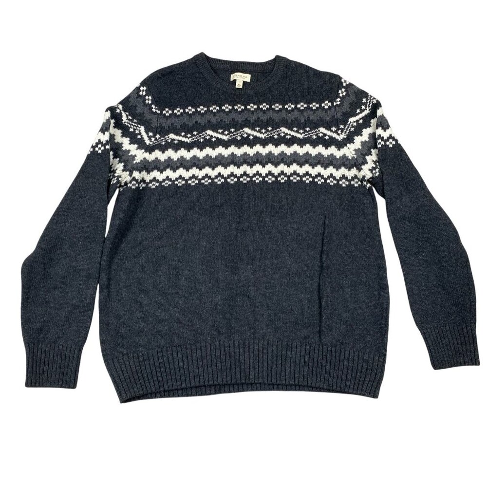 Sonoma Men's Sweater XL Charcoal Gray & White Cotton Blend